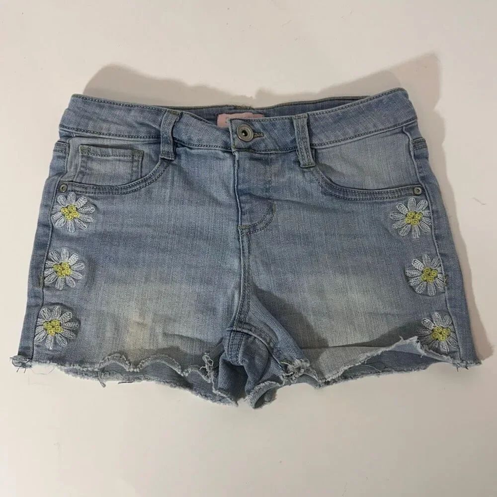 Squeeze Denim Shorts Jean Medium Wash Floral Flowers | Girls Size 12